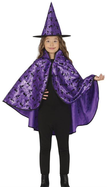 Peleryna dziecięca "Czarownica" z czapką, fiolet