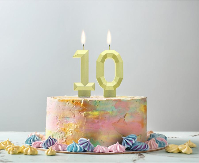 Świeczka cyferka diament złota "1"