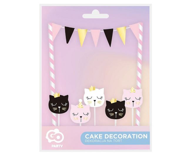 Kotek - Świeczki 5 sztuk + baner na tort