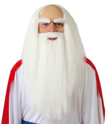 Peruka męska "Starzec" biały z brodą