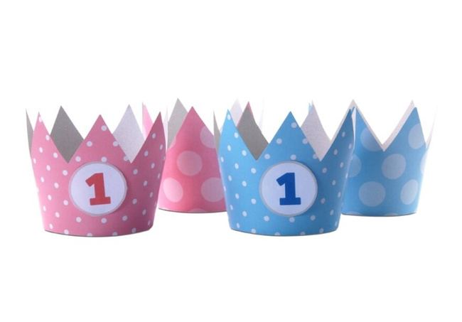 ROCZEK Dekoracja kółko z cyfrą 1 różowa 4 sztuki