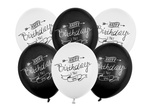 Balony 14" nadruk "Happy Birthday" kredowe 6 sztuk