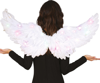 Skrzydła Anioła piórkowe LED - białe