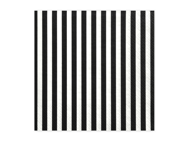 Paski biało-czarne - Serwetki papierowe 33cm 20 sztuk