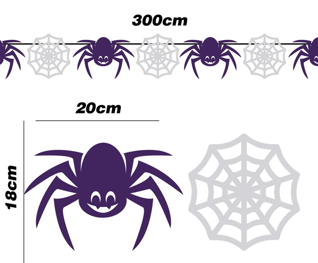 Girlanda halloweenowa "Pająk i sieć" 3m