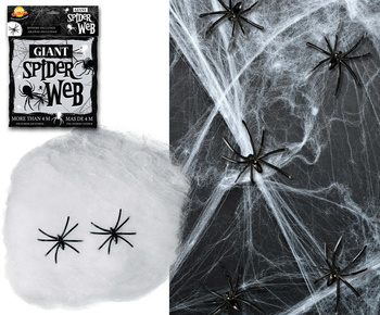 Pajęczyna - dekoracja na halloween 500g + 4 pająki
