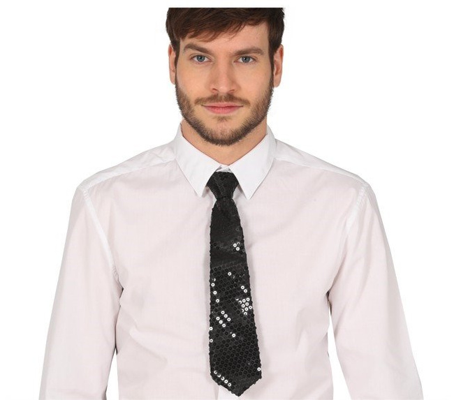 Krawat w cekiny - czarny