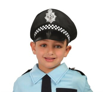 Akcesoria policjanta - Czapka dziecięca czarna w kratkę