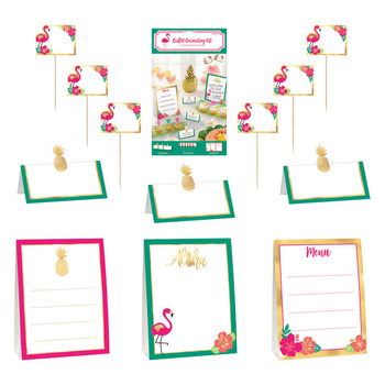 Hawaje Flaming - Etykiety, winiety, pikery do dekoracji bufetu 12 sztuk