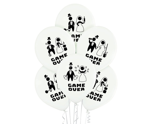 Balony 12" ślubne "Game Over" 6 sztuk