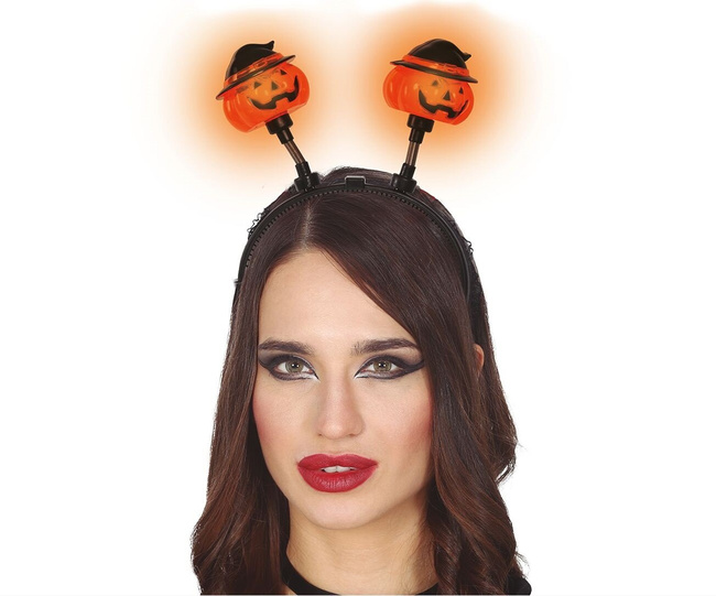 Opaska halloweenowa "Dynia/Czacha" latarnia LED