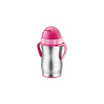 Bambini Termos ze słomką 300ml srebrno / różowy