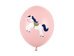 Horses Konie - Balony gumowe 14" róż/kolor 6 sztuk