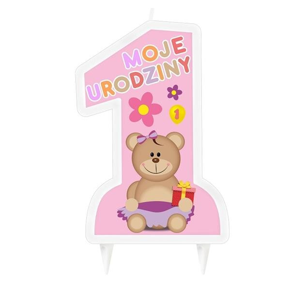 Świeczka na ROCZEK 10cm - Moje urodziny różowa