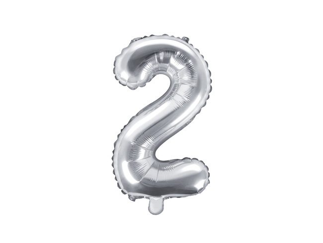 Balon foliowy 14" srebrna mini cyfra 2