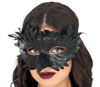 Maska 1/2 twarzy "Sowa z piórami" czarna
