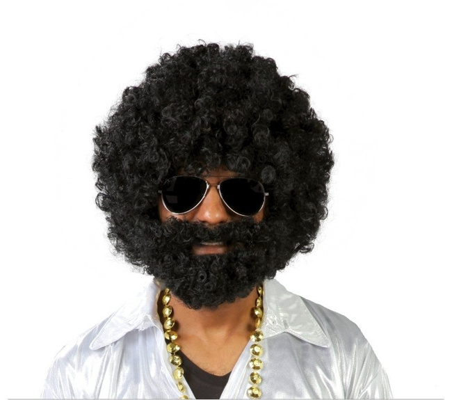 Peruka z brodą AFRO czarna