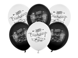Balony 14" nadruk "Happy Birthday" kredowe 6 sztuk
