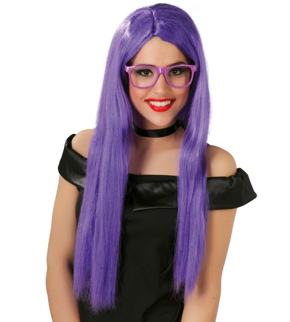 Peruka długowłosa fioletowa