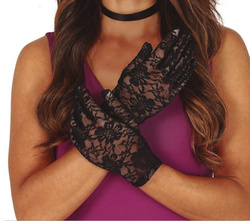 Rękawiczki koronkowe 22cm - czarne