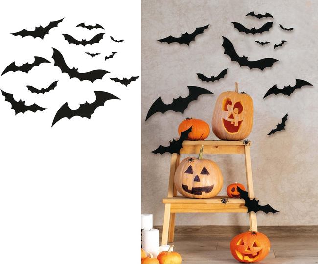 Nietoperze dekoracyjne 8 - 30cm 12 sztuk