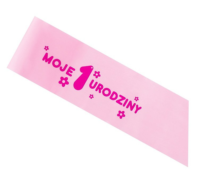 Szarfa dziecięca Moje 1 Urodziny różowa