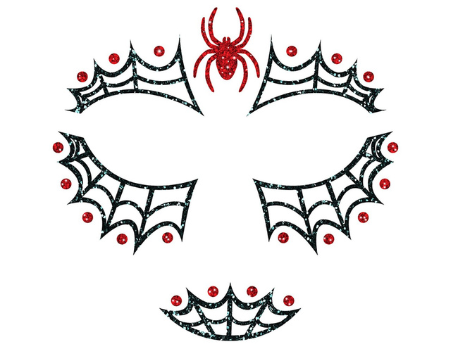 Naklejki na twarz z brokatem - Pajęczyna