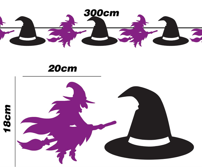 Girlanda halloweenowa "Wiedźma i kapelusz" 3m