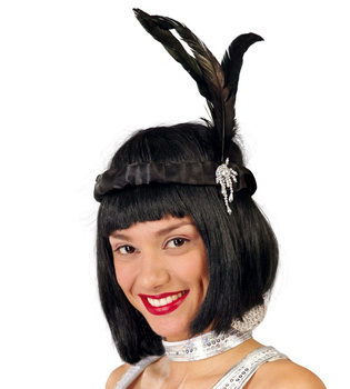 Opaska Lata 30 - Charleston z piórkiem - Czarna