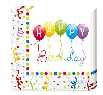 Kolorowe urodziny balonowe - Serwetki 33cm 20 sztuk