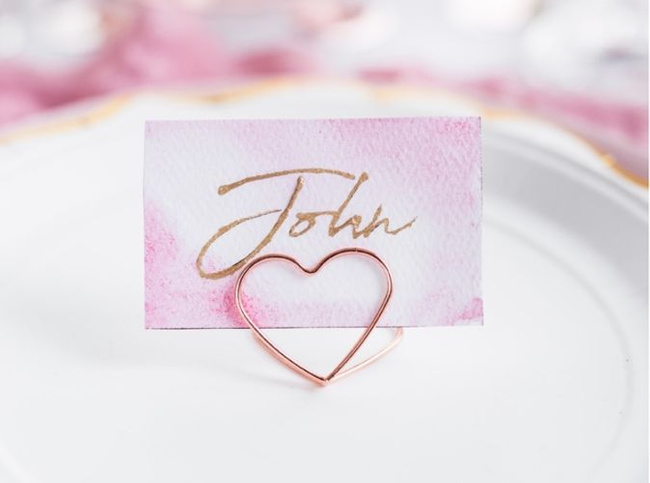 Wizytownik - stojak Serce pudrowy róż 10 sztuk