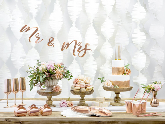 Jednokolorowy ROSE GOLD - Pudełeczka weselne 10 sztuk