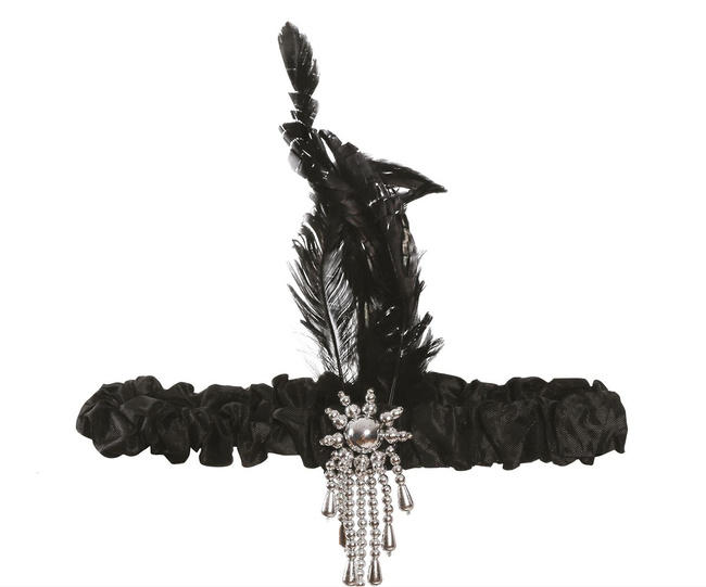 Opaska Lata 30 - Charleston z piórkiem - Czarna