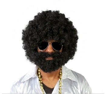 Peruka z brodą AFRO czarna