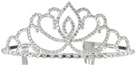 Tiara metalowa z cyrkoniami, srebrna