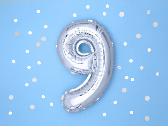Balon foliowy 14" srebrna mini cyfra 9