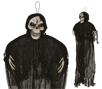 Wiszący Szkielet z łańcuchami 90cm (interaktywny)