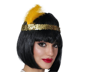 Opaska "Retro lata 30ste" z piórkiem złota