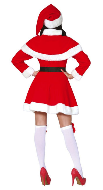 Kostium "Mikołajowa" sukienka, peleryna, czapka, pas