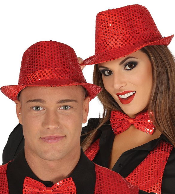 Kapelusz w cekiny - Czerwony