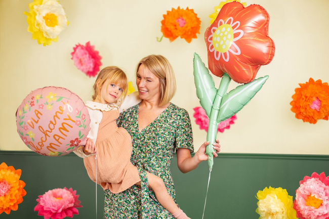 Balon foliowy 18" Dla kochanej mamy, róż kwiaty