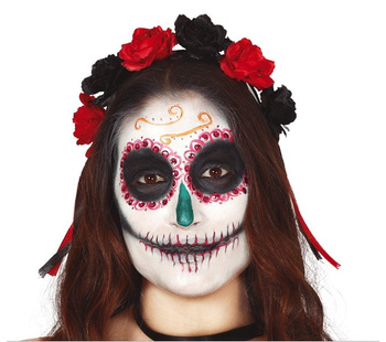 Opaska - wianek Day of Dead czarno-czerwony