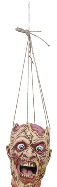 Ucięta głowa potwora na sznurkach