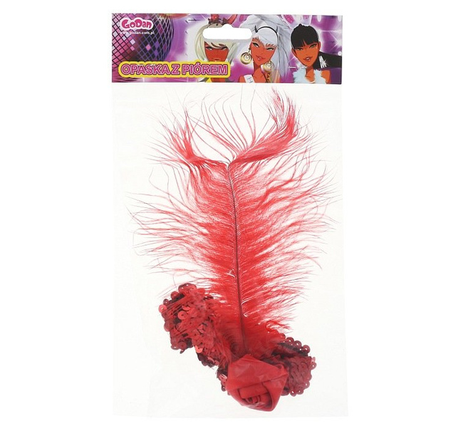 Opaska "Retro - lata 30ste" z piórkiem - czerwona