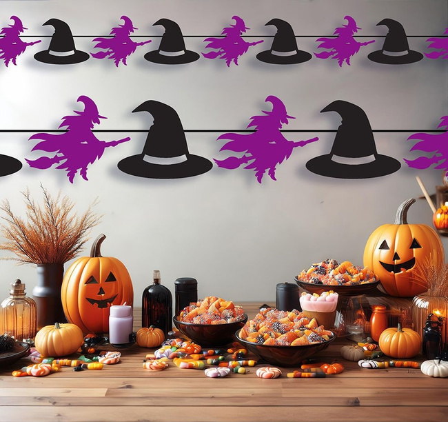 Girlanda halloweenowa "Wiedźma i kapelusz" 3m