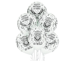 Balony 12" nadruk "Happy Birthday - Wild" 6 sztuk