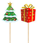 Dekoracja Bufetu - Topper "Choinka + Prezent" 12 sztuk