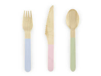 Pastelove - Sztućce drewniane 16cm 18 elementów