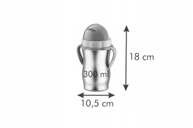 Bambini Termos ze słomką 300ml srebrno / różowy