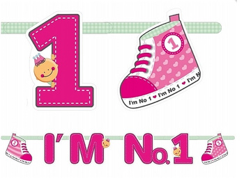 Roczek dziewczynki - Baner "I'm no. 1" 140cm różowy
